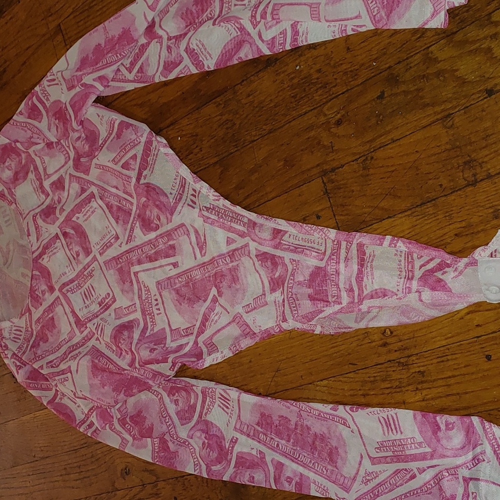 Mesh Money Print Bodysuit with Matching Pants